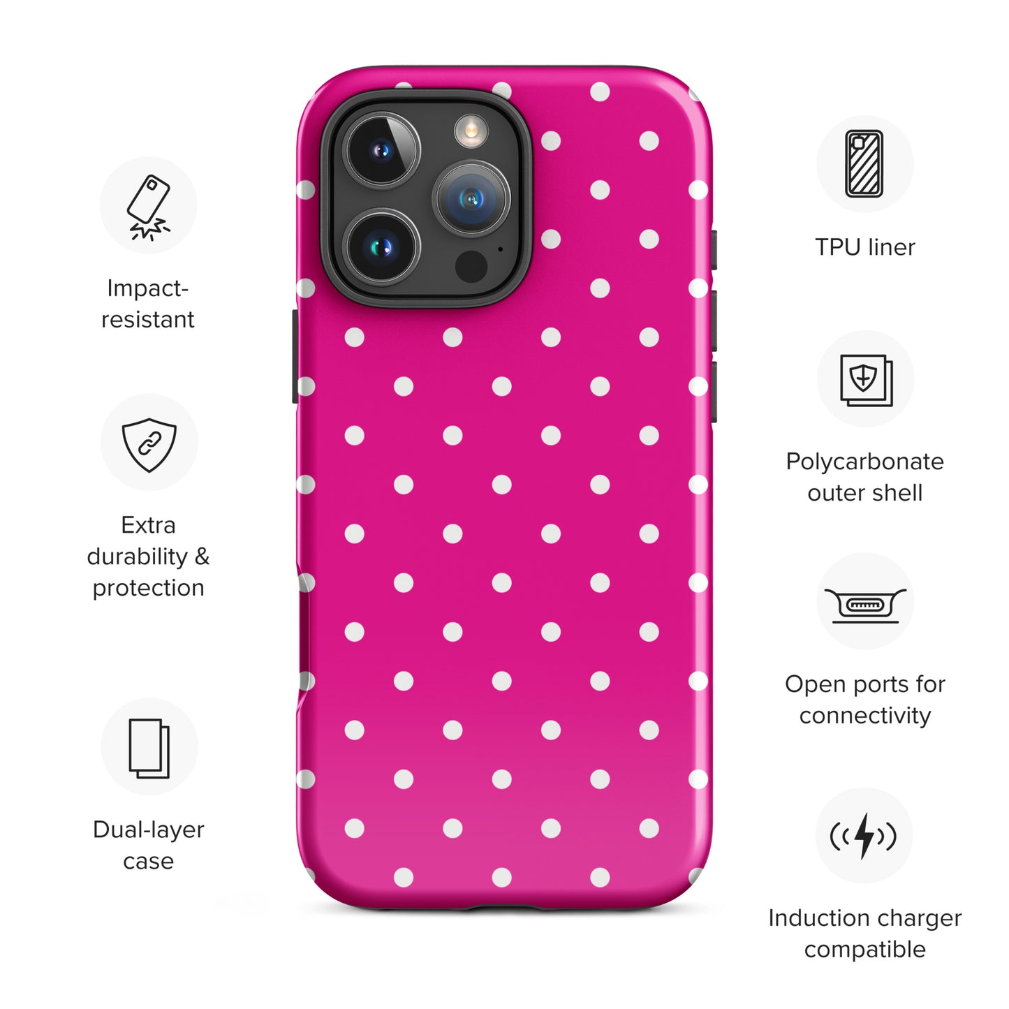 Hot Pink Polka iPhone Case